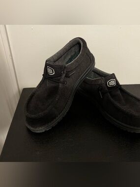 Hey Dude Black Suede-Look Slip-On Loafers